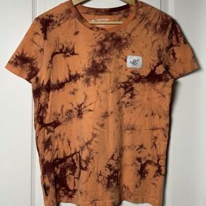 Dutch Bros Hang Loose Orange and Brown Tie Dye Short Sleeve Crew Neck T-Shirt